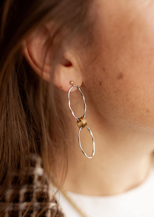 Boucles d'oreille pendantes argent doré - Dua