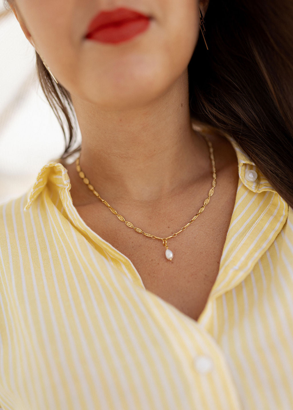 Collier ras de cou doré à l'or fin maille filigrane - Gisèle