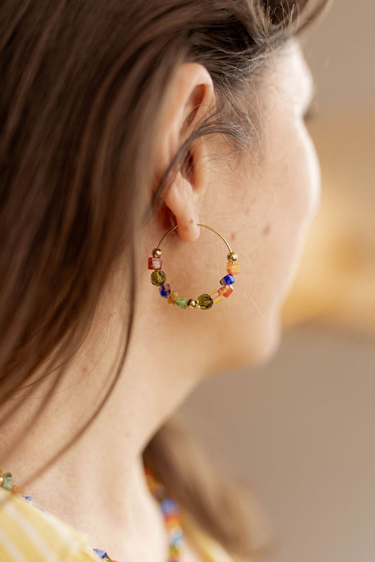 Créoles perles de verre millefiori - Orsola