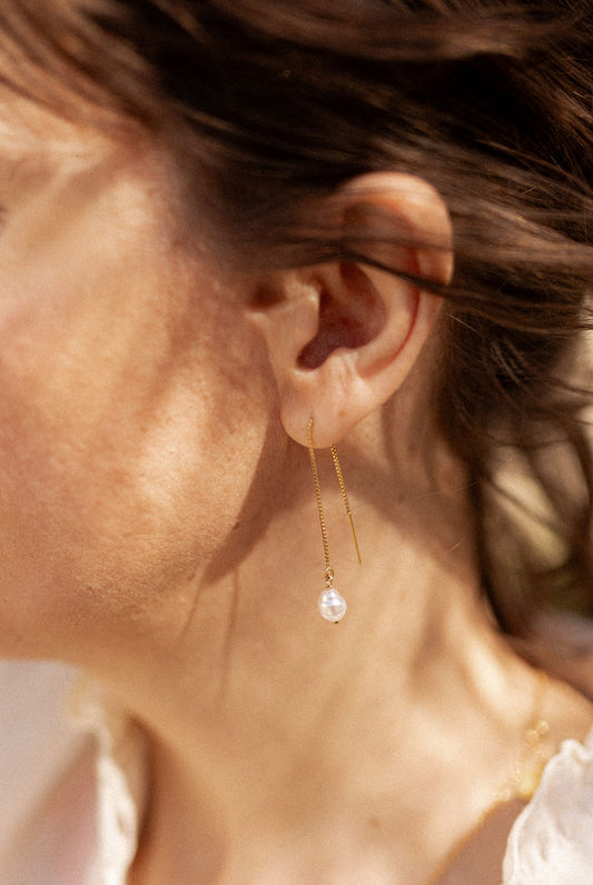 Boucles d'oreille pendantes perles d'eau douce - Ava