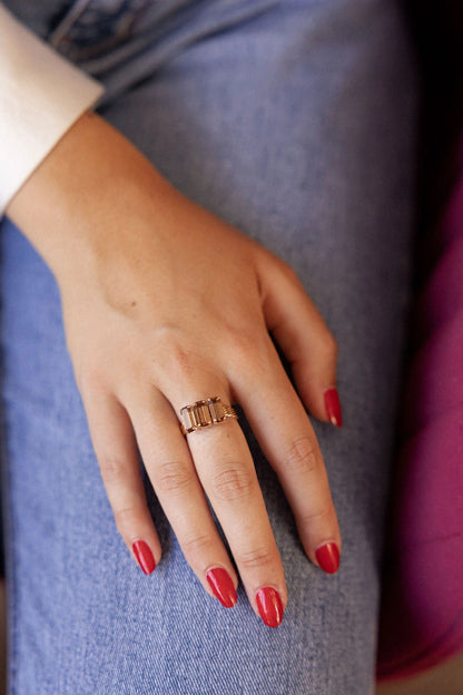 Bague réglable cristaux plaqué or - Claudia