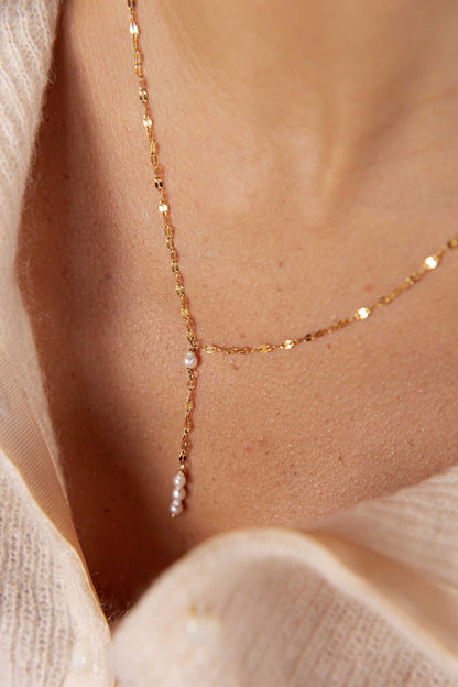 Collier cravate perles d'eau - Alba