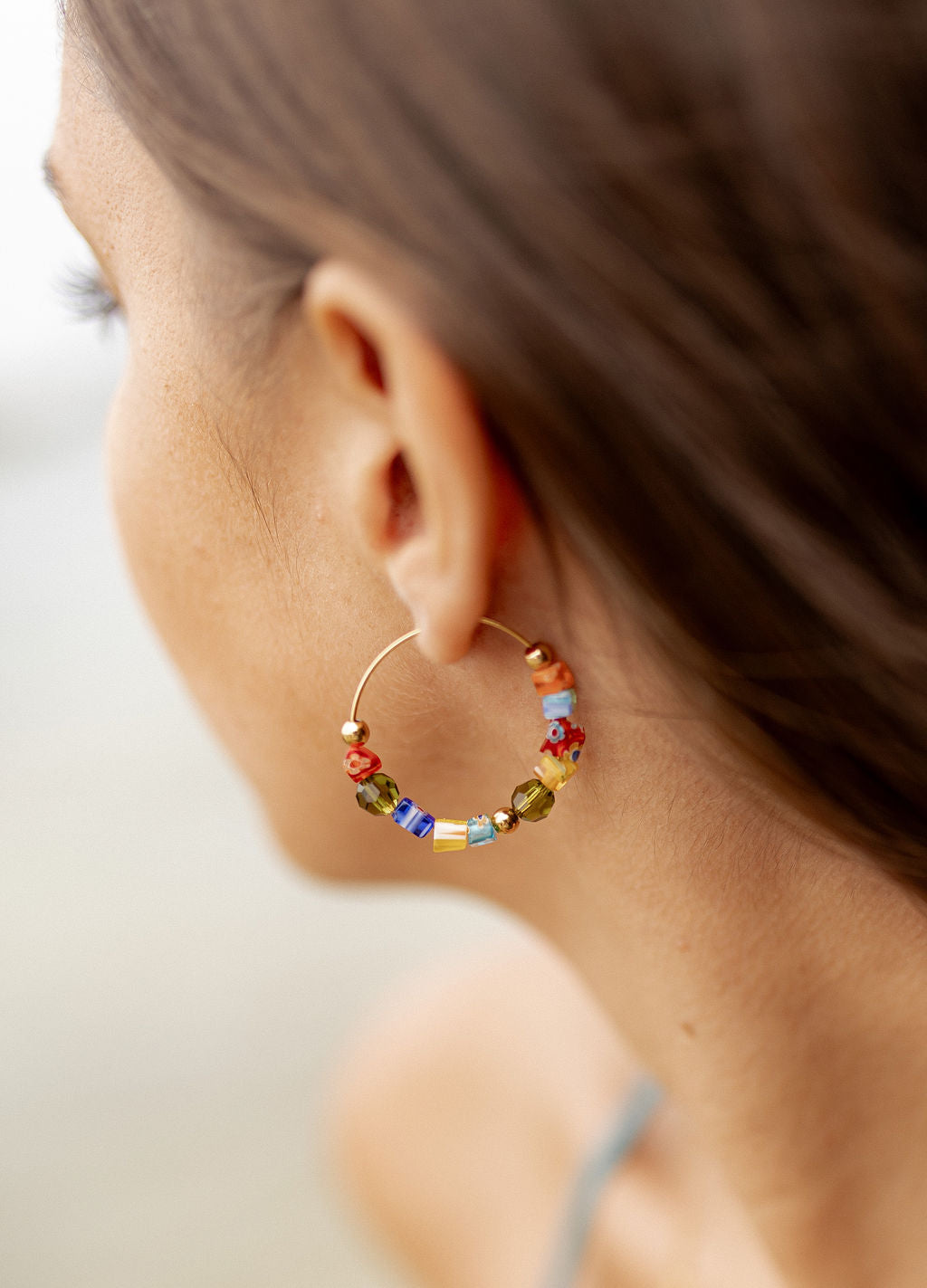 Créoles perles de verre millefiori - Orsola