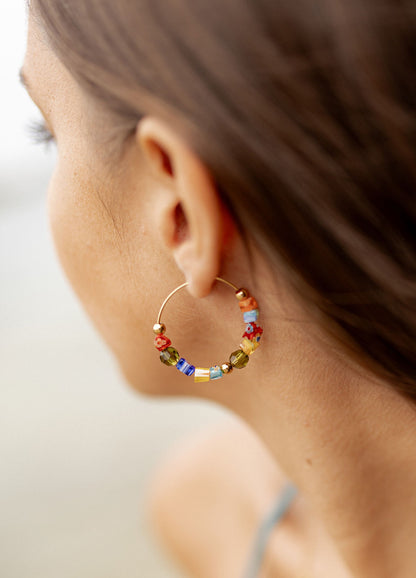 Créoles perles de verre millefiori - Orsola
