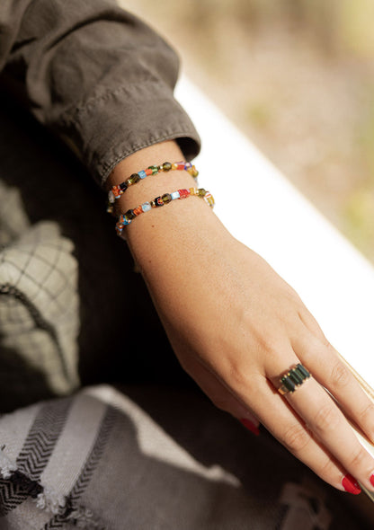 Bracelet réglable perles de verre millefiori - Orsola