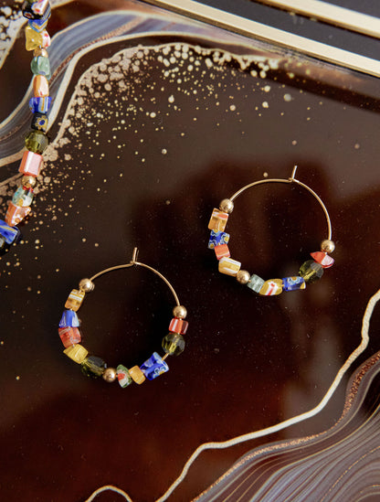 Créoles perles de verre millefiori - Orsola